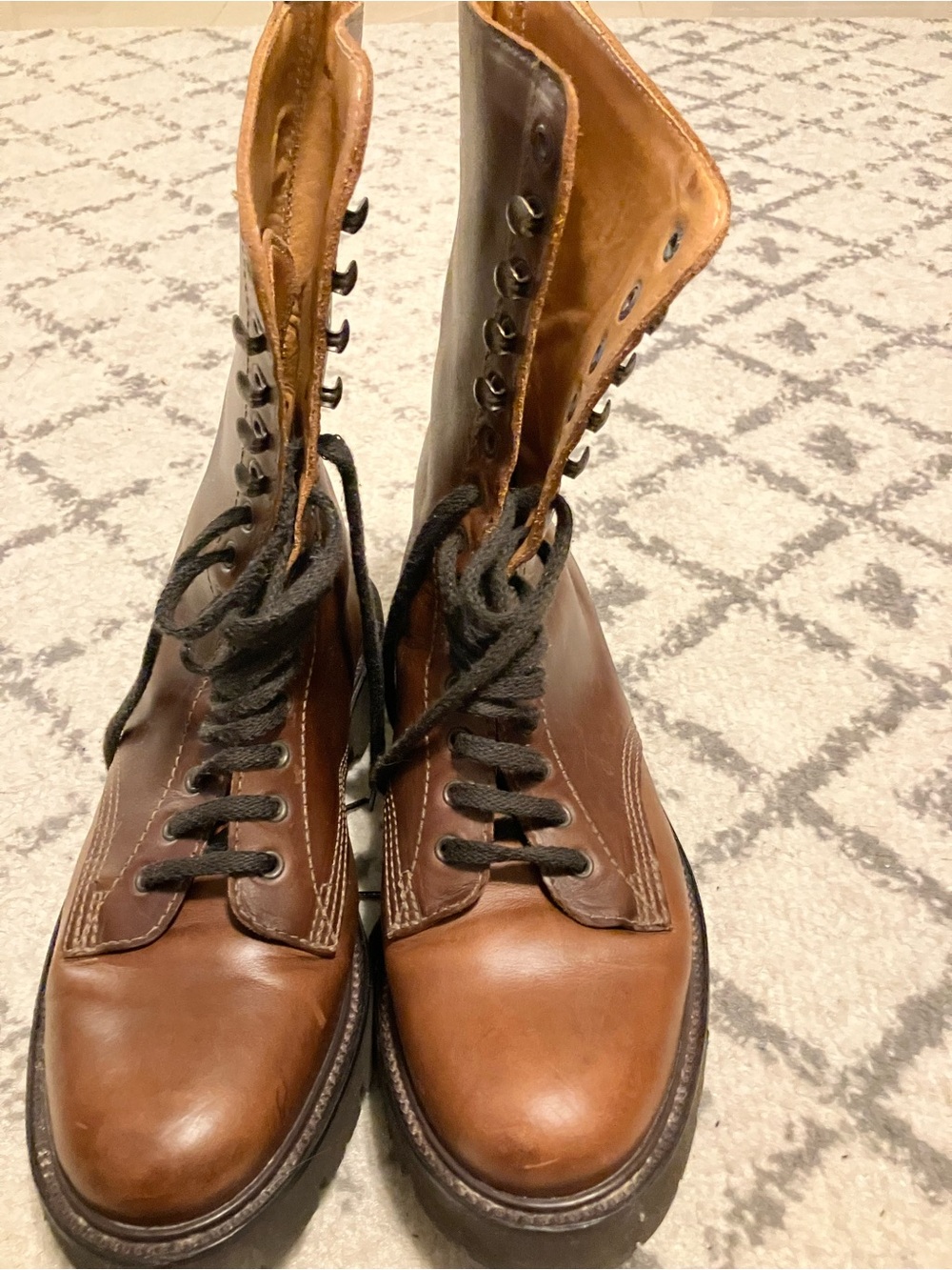 Grenson of England Men's Brown Leather Lace-Up Work Boots